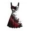 Gothic Dress Contrast Color Galaxy Rose Floral Skulls Print Ruched Bust Mini Dress - Rouge foncé M | US 6