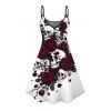 Gothic Dress Skulls Rose Floral Print Spaghetti Strap Mini Dress - Blanc L | US 8-10