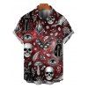 Men's Gothic Shirt Bat Skulls Mushroom Galaxy Print Button Up Shirt - Rouge foncé M