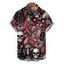 Men's Gothic Shirt Bat Skulls Mushroom Galaxy Print Button Up Shirt - Rouge foncé M