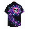 Men's Vacation Shirt Psychedelic Cosmic Sun‑Skull Starry Sky Print Button Up Shirt - Noir S