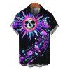 Men's Vacation Shirt Psychedelic Cosmic Sun‑Skull Starry Sky Print Button Up Shirt - Noir S