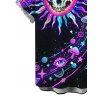Men's Vacation Shirt Psychedelic Cosmic Sun‑Skull Starry Sky Print Button Up Shirt - Noir S