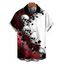 Men's Gothic Shirt Contrast Color Galaxy Rose Floral Skulls Print Button Up Shirt - Rouge foncé M