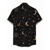 Gothic Couple Outfit Vintage Mystical Celestial Moon Star Print Off the Shoulder Bell Sleeve Dress and Shirt Set - Noir S | US 4