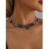 Gothic Antique Double Chain Necklace with Winged Star Charm - Argent 