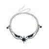 Gothic Antique Double Chain Necklace with Winged Star Charm - Argent 