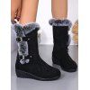 Faux Fur-Trimmed and Sawtooth Sole Chic Winter Boots - Noir EU 38