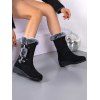 Faux Fur-Trimmed and Sawtooth Sole Chic Winter Boots - Noir EU 38