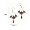 Gothic Bat Dangle Red Teardrop Gems Vintage Earrings - Argent 