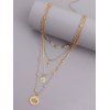 Trendy Multi-Layer Gold Chain with Turquoise Accents and Spiritual Pendants Necklace - d'or 