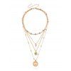 Trendy Multi-Layer Gold Chain with Turquoise Accents and Spiritual Pendants Necklace - d'or 