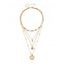 Trendy Multi-Layer Gold Chain with Turquoise Accents and Spiritual Pendants Necklace - d'or 