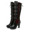 Gothic Lace & Strap Platform Buckle Boots - Rouge EU 43