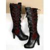 Gothic Lace & Strap Platform Buckle Boots - Rouge EU 43