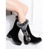 Faux Fur Trimmed Burgundy Suede Mid-Calf Boots - Noir EU 34
