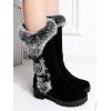 Faux Fur Trimmed Burgundy Suede Mid-Calf Boots - Noir EU 34
