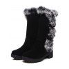 Faux Fur Trimmed Burgundy Suede Mid-Calf Boots - Noir EU 34