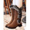 Faux Fur Trimmed Burgundy Suede Mid-Calf Boots - marron foncé EU 36