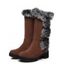 Faux Fur Trimmed Burgundy Suede Mid-Calf Boots - marron foncé EU 36