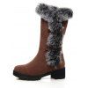 Faux Fur Trimmed Burgundy Suede Mid-Calf Boots - marron foncé EU 36