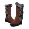 Faux Fur Trimmed Burgundy Suede Mid-Calf Boots - marron foncé EU 36
