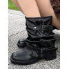 Comfy Vintage Buckled Slouch Streetwear Adjustable Boots - Noir EU 38