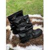 Comfy Vintage Buckled Slouch Streetwear Adjustable Boots - Noir EU 38