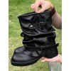 Comfy Vintage Buckled Slouch Streetwear Adjustable Boots - Noir EU 38