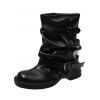 Comfy Vintage Buckled Slouch Streetwear Adjustable Boots - Noir EU 38