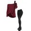 Women Gothic Outfit Textured Skew Neck Long Sleeve Top and Grommet Leggings Set - Rouge foncé S | US 4