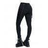 Women Gothic Outfit Textured Skew Neck Top and Grommet Hollow Out Pants Set - Rouge foncé S | US 4