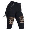 Women Gothic Outfit Textured Skew Neck Top and Grommet Hollow Out Pants Set - Rouge foncé S | US 4