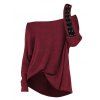 Women Outfit Textured Skew Neck Top Grommet Leggings and Buckle Boots Set - Rouge Vineux S | US 4
