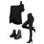Women Outfit Textured Skew Neck Top Grommet Leggings and Buckle Boots Set - Vert Armée S | US 4