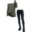 Gothic Women Outfit Solid Color Textured Skew Neck Top and Lace Up Leggings Set - ARMY GREEN S | US 4