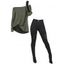 Women Outfit Solid Color Textured Skew Neck Top and Rivet O Ring Leggings Set - Vert S | US 4