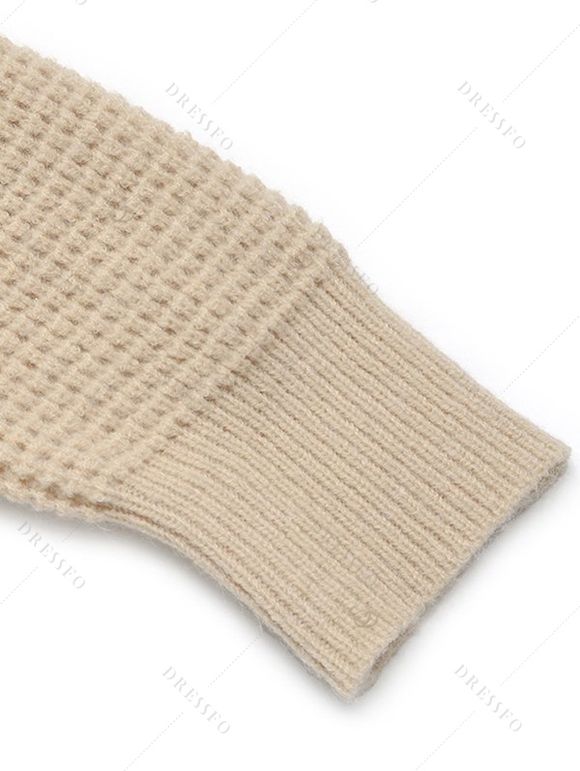 Casual Sweater Solid Color Hollow Out Turn Down Collar Pullover Sweater - café lumière S | US 4