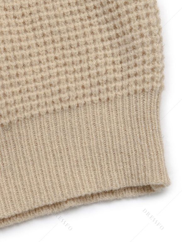 Casual Sweater Solid Color Hollow Out Turn Down Collar Pullover Sweater - café lumière S | US 4