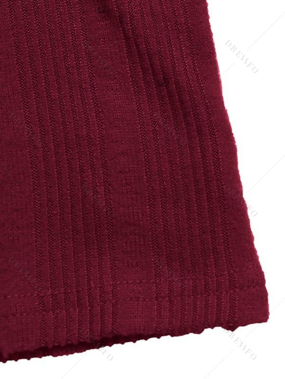 Solid Color Women Outfit Off the Shoulder Textured Sweater and Bodycon Maxi Skirt Set - Rouge Vineux S | US 4