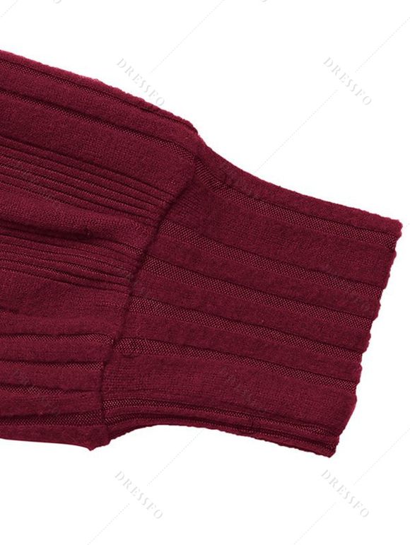 Solid Color Women Outfit Off the Shoulder Textured Sweater and Bodycon Maxi Skirt Set - Rouge Vineux S | US 4