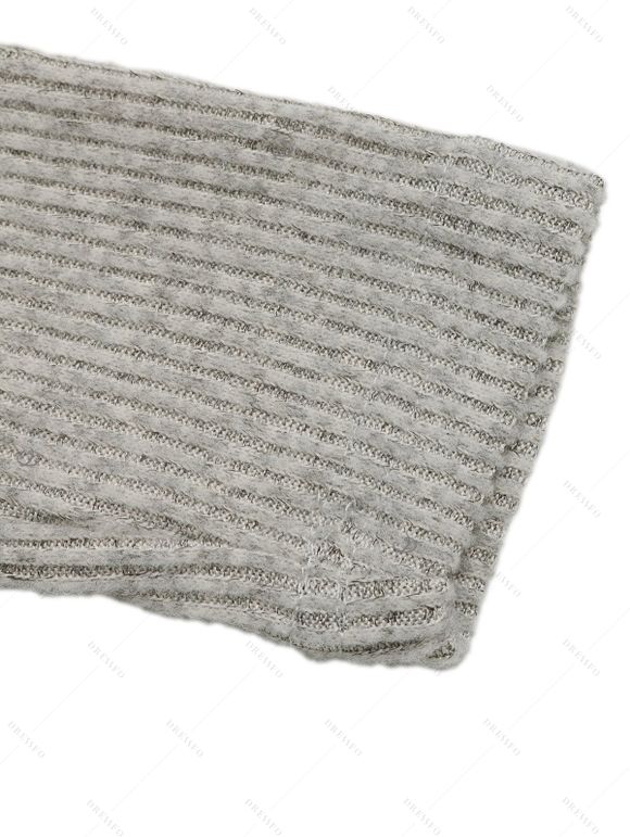 Solid Color Sweater Dress Ribbed Ruched Long Sleeve Slit Knitted Dress - Gris Clair XL | US 12