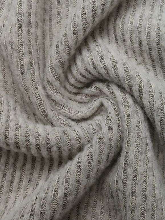Solid Color Sweater Dress Ribbed Ruched Long Sleeve Slit Knitted Dress - Gris Clair XL | US 12
