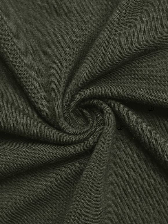 Casual Top Solid Color Skew Neck Mock Button Long Sleeve Pullover T-shirt - Vert profond S | US 4