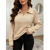 Casual Sweater Solid Color Hollow Out Turn Down Collar Pullover Sweater - café lumière S | US 4