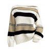 Skew Neck Sweater Colorblock Striped Geometric Hollow Out Long Sleeve Pullover Sweater - multicolor S | US 4