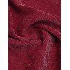 Vintage Jumpsuit Solid Color Glitter Long Sleeve Ruffle Cuff High‑Waist Jumpsuit with Back Cutout - Rouge L | US 8-10