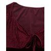 Party Dress Velvet Lace Panel Tied Ruched Bell Sleeve Mini Prom Dress - Rouge Vineux M | US 6