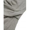 Solid Color Sweater Dress Ribbed Ruched Long Sleeve Slit Knitted Dress - Gris Clair XL | US 12