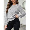 Casual Sweater 3D Floral Round Neck Long Sleeve Pullover Sweater - Gris Foncé S | US 4